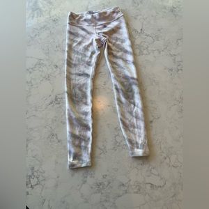 Selling kids athleta leggings pink and white with line design